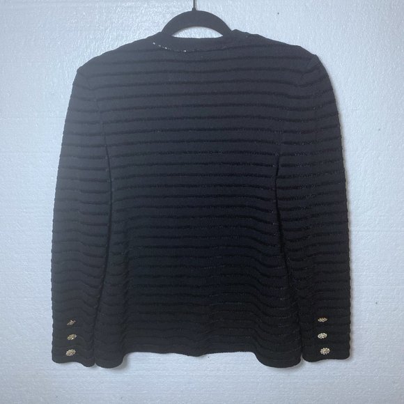 St. John Evening Womens Sz 2 Black Sequin Bling Cardigan Sweater Rhinestone Knit - Picture 3 of 11